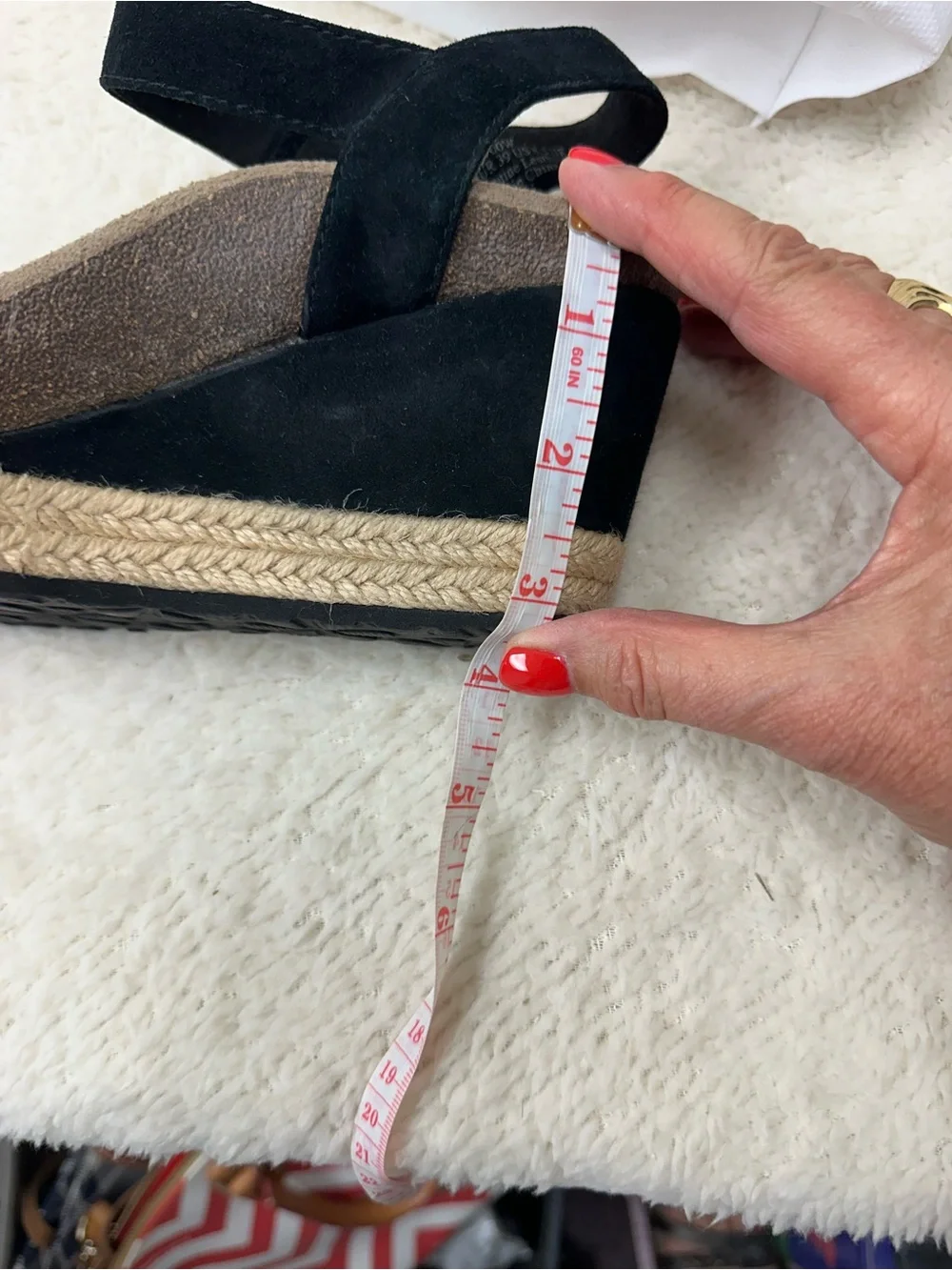 Aetrex Black Suede Espadrille Wedge Sandal